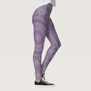 Abstract Watercolor Medallion in Violet Leggings