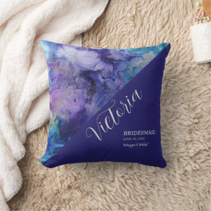 Abstract Watercolor Monogrammed Throw Pillow