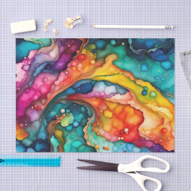 Abstract Watercolor Motion Waves Tissue Paper (Craft)