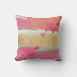 Abstract Watercolor Multicolor,Hearts Cushion