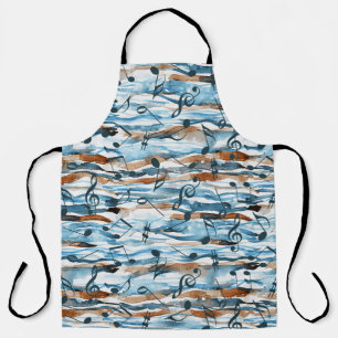 Abstract watercolor music notes pattern. apron