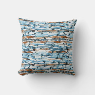 Abstract watercolor music notes pattern. cushion
