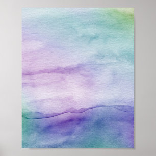 Abstract Watercolor Mystery II Blue Purple Art Poster
