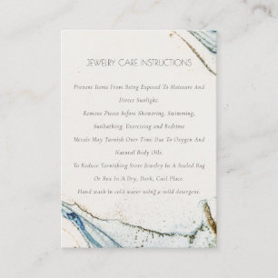 Abstract Watercolor Navy Blue Gold Jewelry Care Business Card