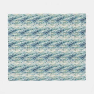Abstract Watercolor Ocean Coastal Blue Aesthetic Fleece Blanket