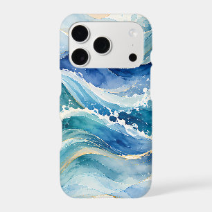Abstract Watercolor Ocean Waves Pattern