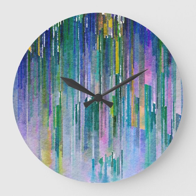 Abstract watercolor, oil paint background. large clock (Front)