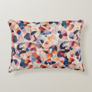 Abstract Watercolor Organic Navy Coral Pattern Decorative Cushion