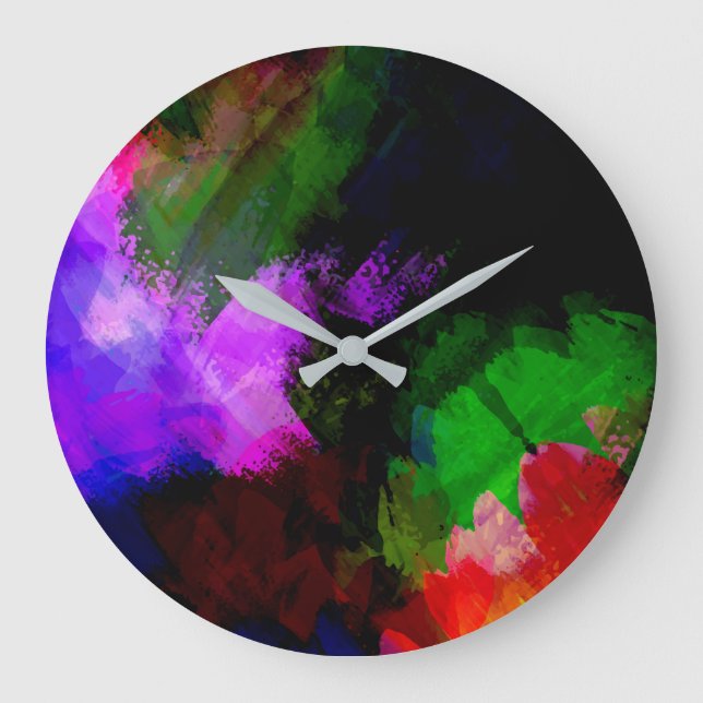 Abstract watercolor paint 2 large clock (Front)