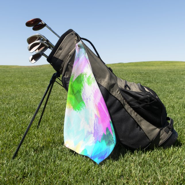 Abstract watercolor paint golf towel (Green)