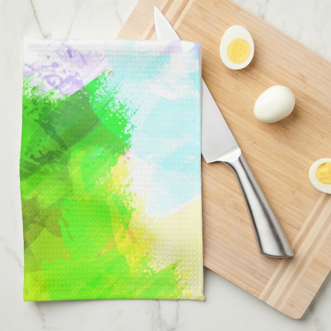 Abstract watercolor paint tea towel (Quarter Fold)