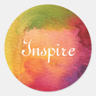 Abstract watercolor painted background classic round sticker