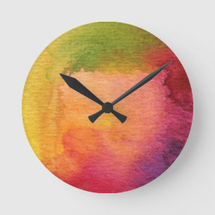 Abstract watercolor painted background round clock