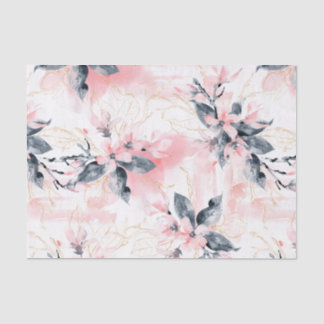 Abstract Watercolor Painted Pink Dogwood Flowers Tissue Paper