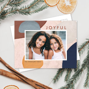 Abstract Watercolor Painted Shapes Boho Photo Holiday Postcard