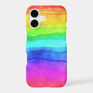 Abstract Watercolor Painted Stripes Rainbow