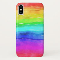 Abstract Watercolor Painted Stripes Rainbow
