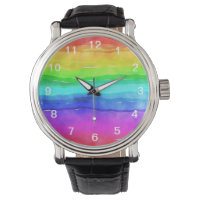 Abstract Watercolor Painted Stripes Rainbow