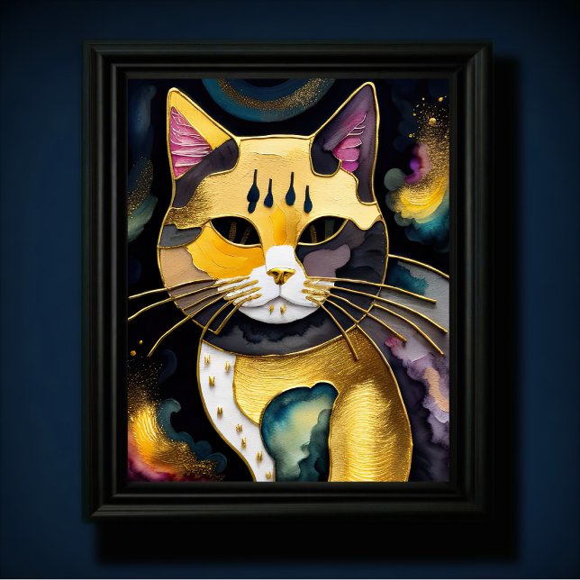 Abstract Watercolor Painting of a Cat 5:4 Poster (Creator Uploaded)