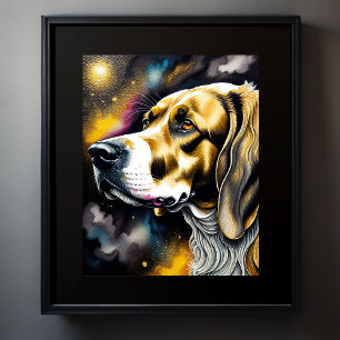 Abstract Watercolor Painting of a Dog 5:4 Poster