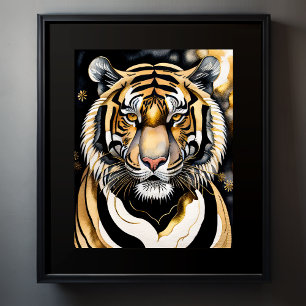 Abstract Watercolor Painting of a Tiger 5:4 Poster