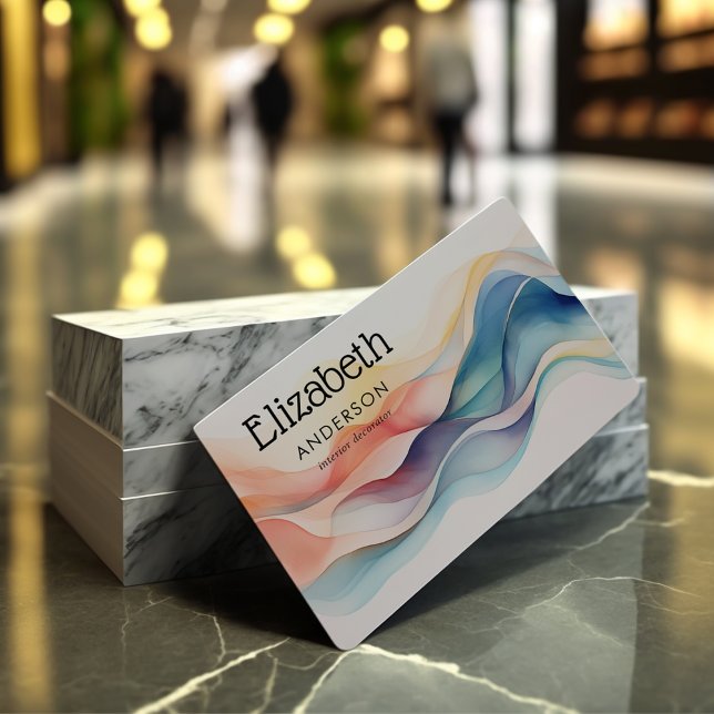 Abstract Watercolor Paints Fashion Trendy Modern Business Card (Creator Uploaded)