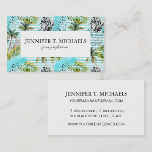 Abstract Watercolor Palm Tree Pattern Business Card