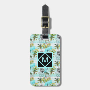 Abstract Watercolor Palm Tree Pattern Luggage Tag