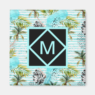 Abstract Watercolor Palm Tree Pattern Magnet