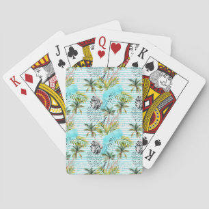Abstract Watercolor Palm Tree Pattern Playing Cards