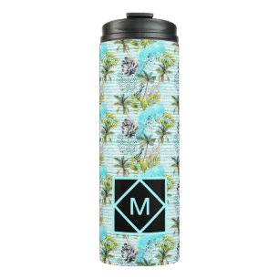 Abstract Watercolor Palm Tree Pattern Thermal Tumbler