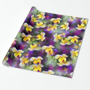 Abstract Watercolor Pansies Wrapping Paper