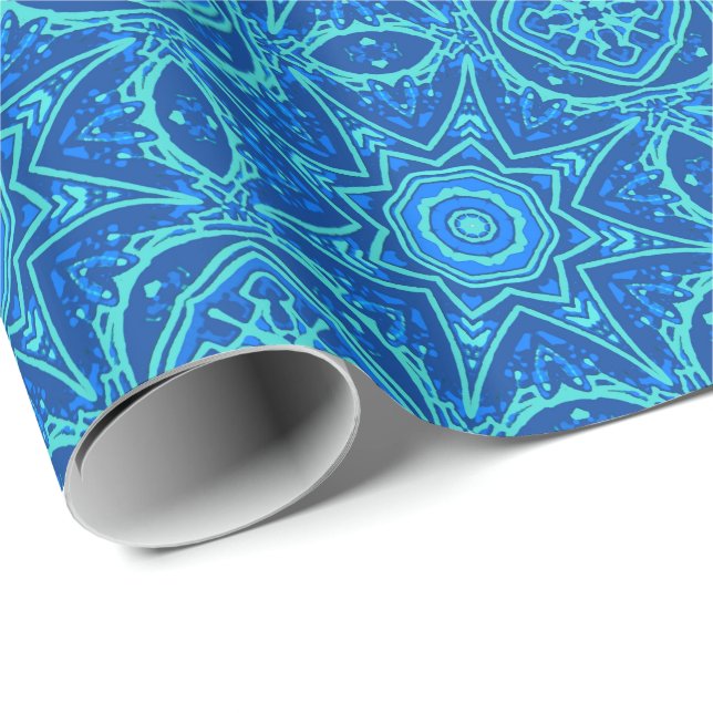 Abstract Watercolor Pattern - Denim Blue  Wrapping Paper (Roll Corner)