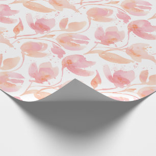 Abstract Watercolor Pattern in Peach and Pink Wrapping Paper
