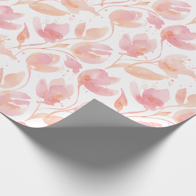 Abstract Watercolor Pattern in Peach and Pink Wrapping Paper (Corner)