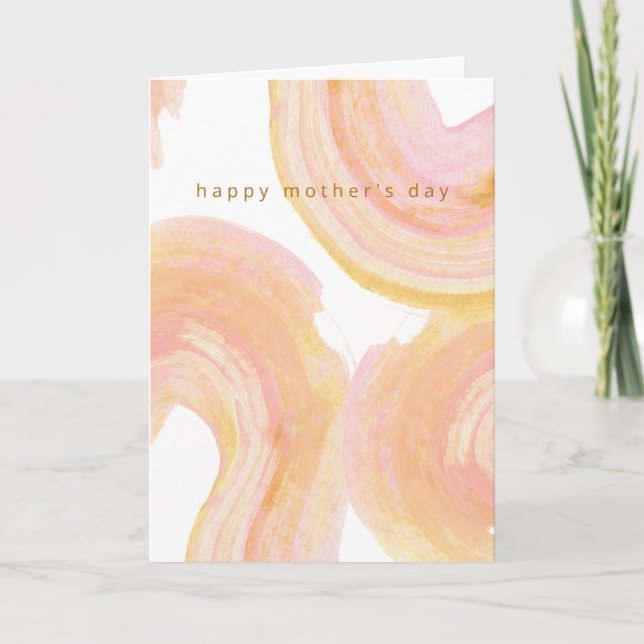 Abstract Watercolor Peach Swirl Happy Mother's Day Card (Front)