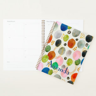 Abstract Watercolor Pebble Gold Glitter Art Planner