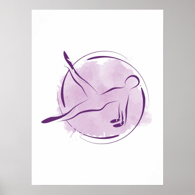 Abstract Watercolor Pilates Pose Poster (Front)