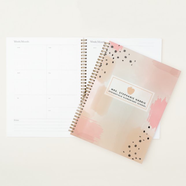 Abstract Watercolor Pink Apple Teacher Planner (Display)