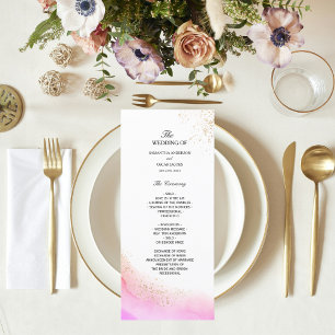 Abstract Watercolor Pink Brush Strokes & Gold Menu