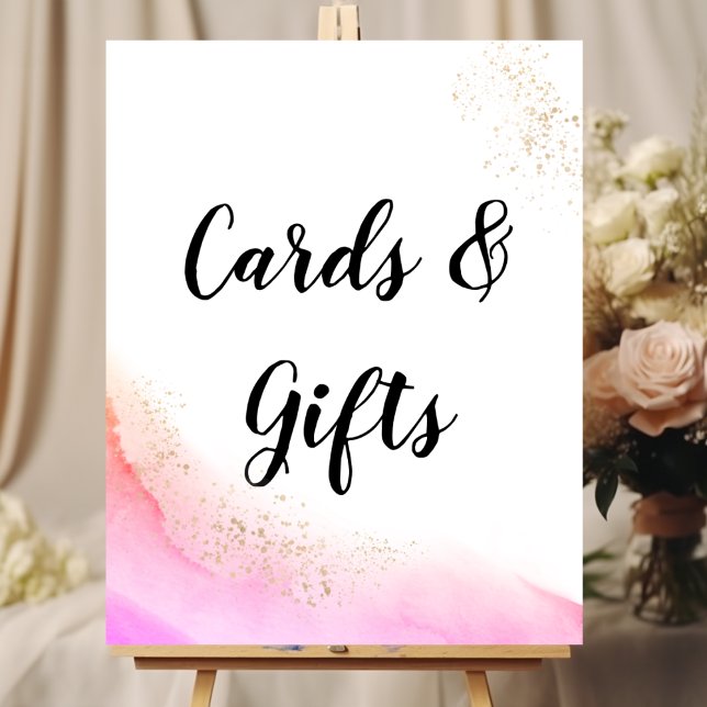 Abstract Watercolor Pink Brush Strokes & Gold   Poster (Creator Uploaded)