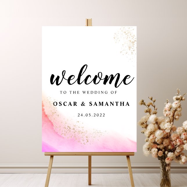 Abstract Watercolor Pink Brush Strokes & Gold   Poster (Creator Uploaded)