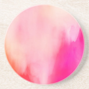 Abstract Watercolor Pink Coral Orange Colourful Coaster