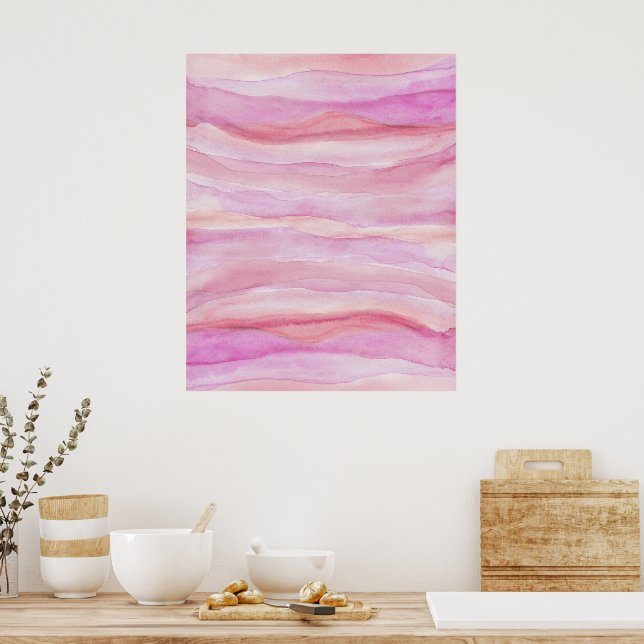 Abstract Watercolor Pink Layers Agate Art Poster (Kitchen)