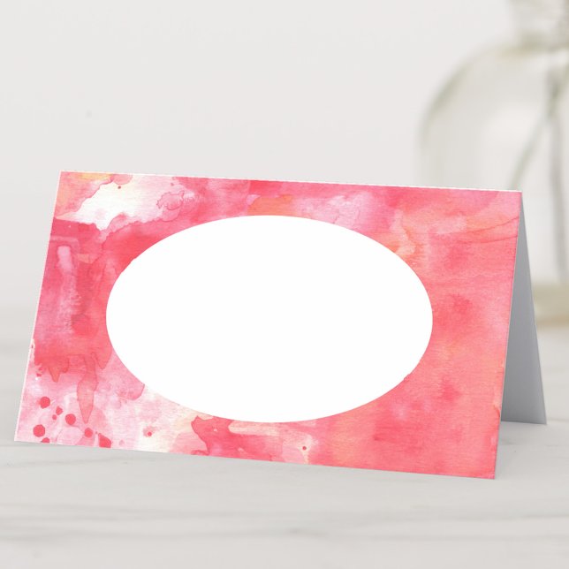 Abstract Watercolor Pink Place Card (Pink abstract watercolor folded place card)