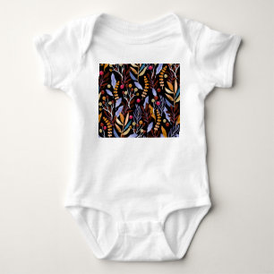 Abstract Watercolor Plants Herbs Pattern Baby Bodysuit