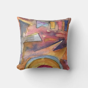 ABSTRACT WATERCOLOR Retro Throw Pillow