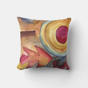ABSTRACT WATERCOLOR Retro Throw Pillow