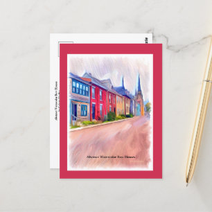 Abstract Watercolor Row Houses Postcard