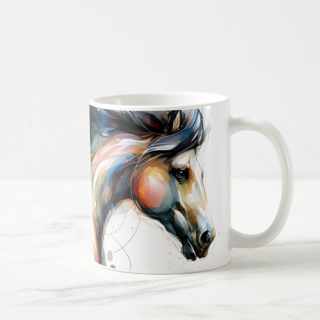 Abstract Watercolor Running Horse Coffee Mug (Right)